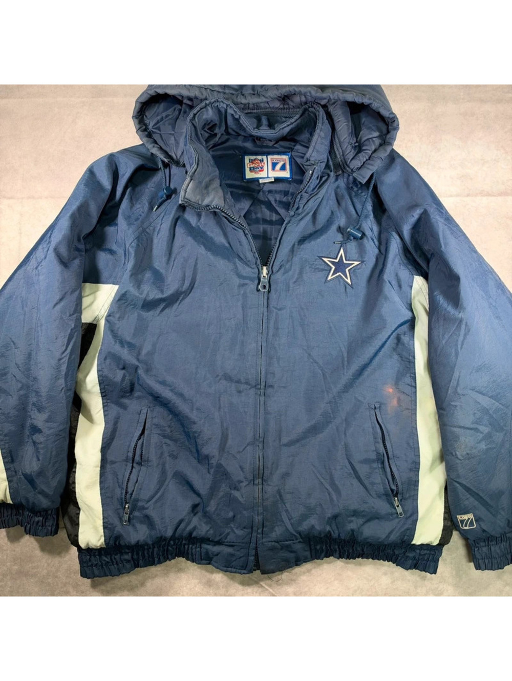Vintage 90s Dallas Cowboys Logo 7 NFL Hooded Puffer Jacket Mens Size 2XL